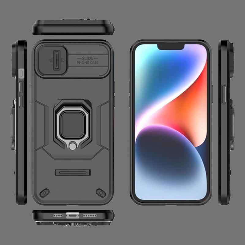For iPhone 15 Cover For Apple iPhone 13 14 15 5G Case Lens Sliding Window Protector Armor Shockproof Holder Magnetic Bumper