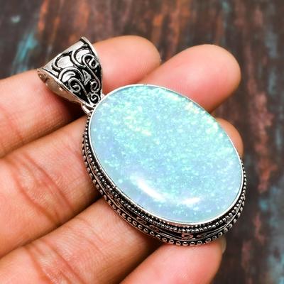 Opale tripletta blu, ciondolo gioiello in argento sterling massiccio 925 fatto a mano con pietra preziosa