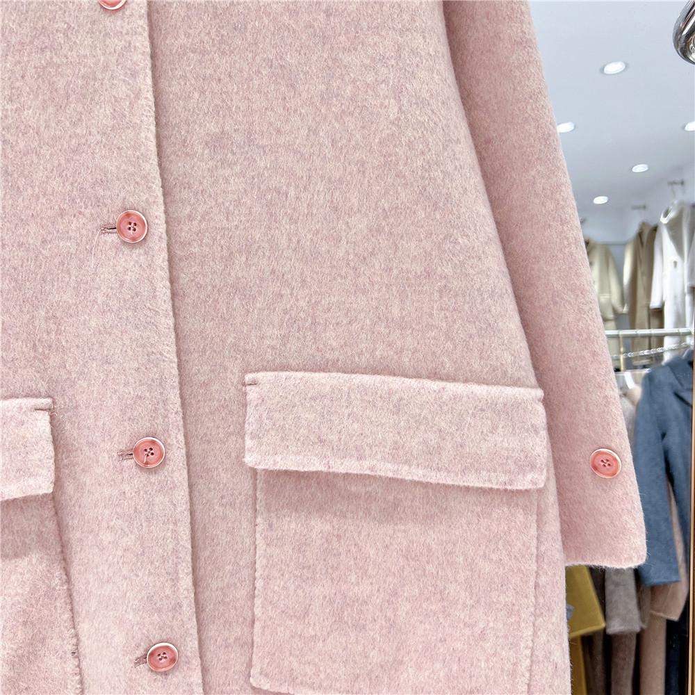 Women's 2024 Winter Korean Style Hooded Cashmere Coat, Mid-Length, Single-Breasted, Loose Fit