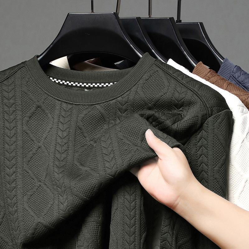 Men's Solid Color Pullover Sweater - Long Sleeve, Casual Round Neck T-Shirt