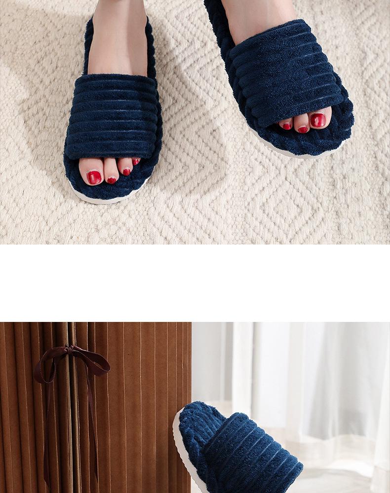 Fashionable Cross-Border Open-Toe Non-Slip Slippers – Spring/Autumn Style with Flat Heels, Furry Design, and Thickened Sole for Couples
