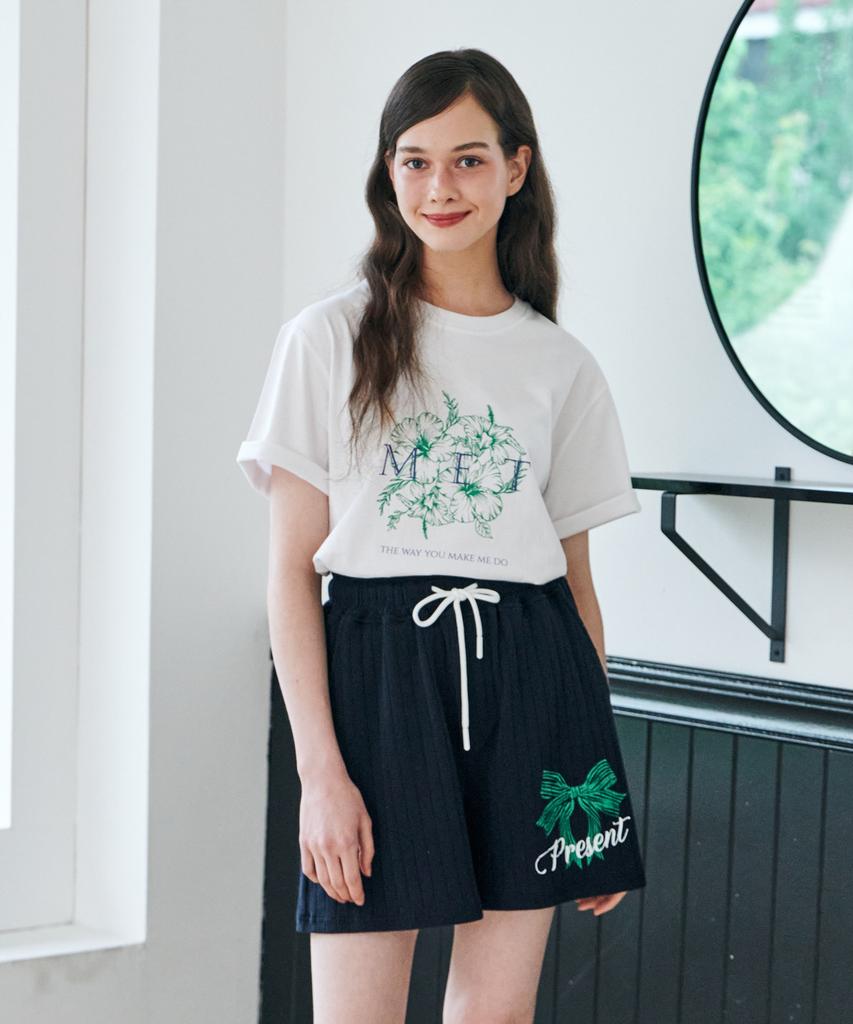 Metapeo Met Summer Knit Ribbon Shorts Navy