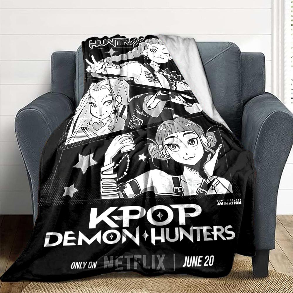 1pc K Pop Demon Hunters Flannel Blanket, Soft Skin Friendly with Digital Printing, Various Sizes Available for Family, Friends, Birthday