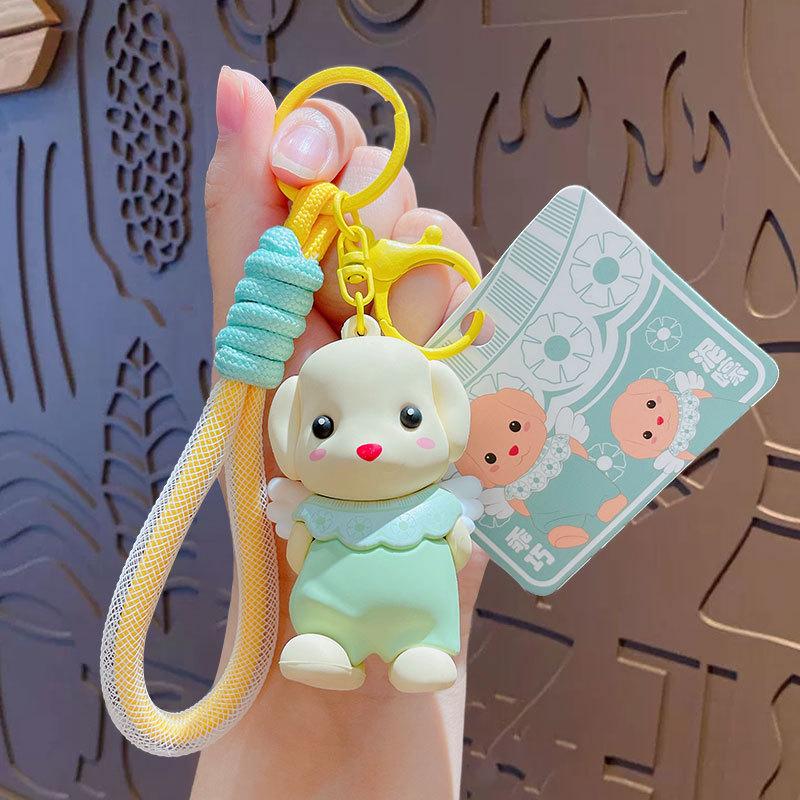 Chaveiro de Cachorrinho da Bela Desenho Animado Pingente de Boneca para Mochila Feminina Lindo Pingente para Bolsa de Casal Pequeno Presente
