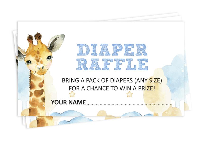 

Inkdotpot 30A жираф джунгли животные Baby ShowerA подгузник лотерейный билет лотерея вставить карты поставки игры для Baby Shower 2 x 3.5 Inches