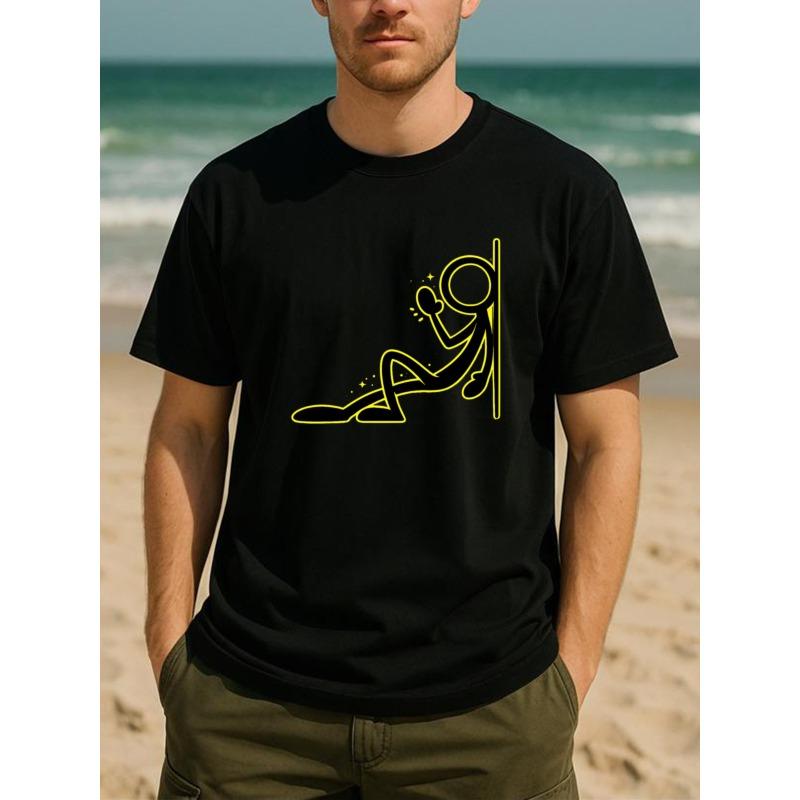 

Wall-mounted Stick Figure, Quirky Social Anxiety-themed Soft Cotton T-shirt, Simple and Fashionable for Men, Highly Versatile for Fitness Training 4XL чорний