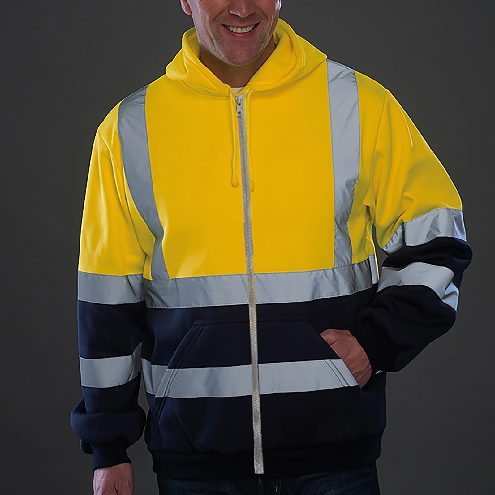 

Чоловіча дорожня робота. Висока видимість. Пуловер з довгим рукавом і капюшоном. Топи. Блузка. XXXXL жовтий