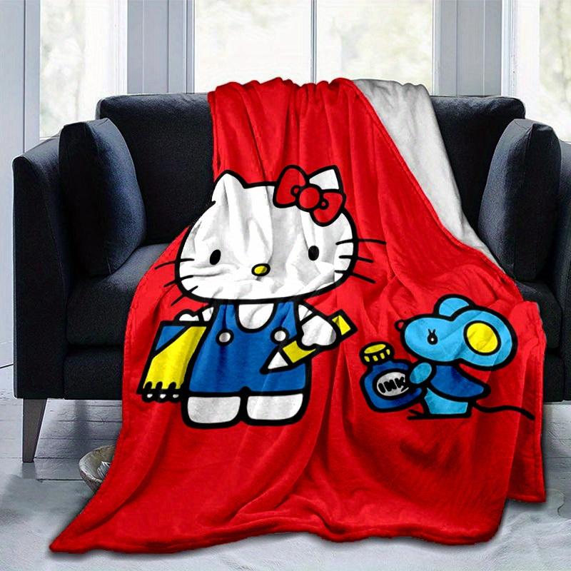 

1pc. Hello Kitty & Blue Mouse Design Blanket - Home Office Outdoor Gift Suitable for Al 100x150cm