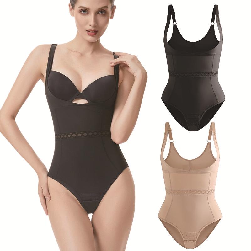 Women's Seamless V-Neck Bodysuit: X-Type Tummy Control, Open Crotch, Push-Up Shaper