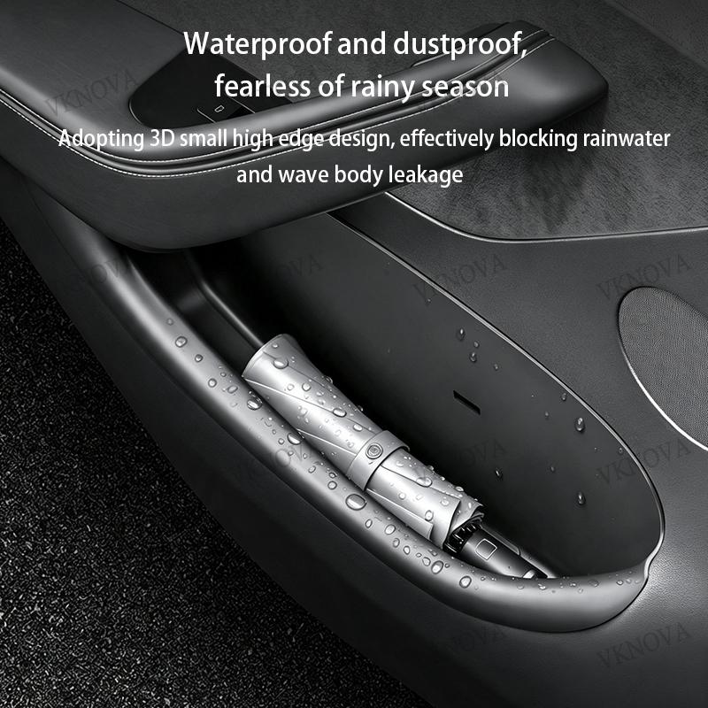 For Tesla Model Y Juniper 2025+ Door Side Storage Box Fully Covered Door Storage Tray TPE Front And Rear Door Side Storage Boxes
