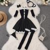 Sexy Costume Women Cute Mini Skirt With Elastic Waist Sweet Cute Black Night Dress Ruffle Nightgown Cosplay Sexy Pajama