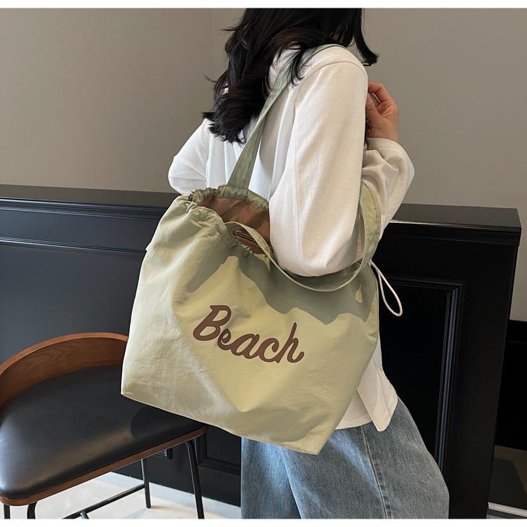Nylon Letter Bag With Drawstring Closure For Casual Daily Use