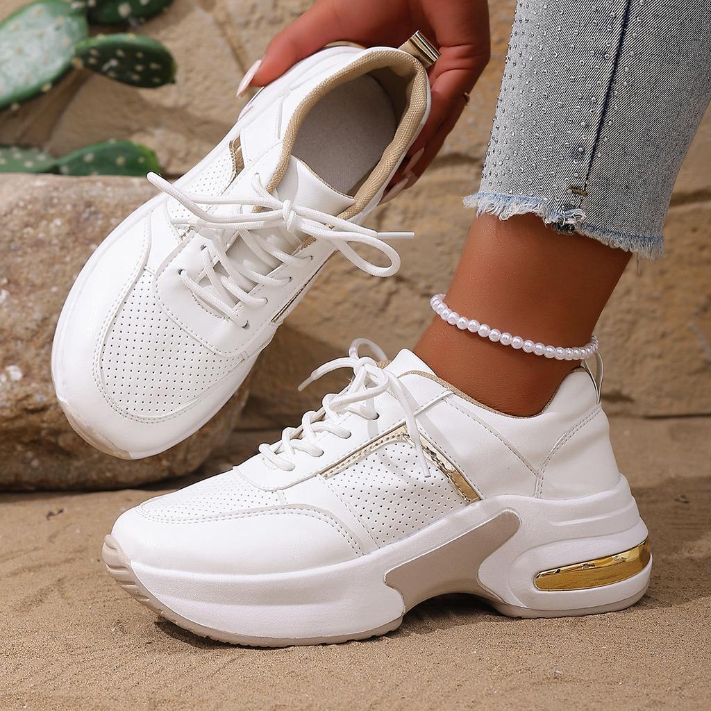 Women Casual Sneakers Spring New Breathable Mesh Comfort Soft Sole Chunky Sport Shoes Large Size Simple Versatile Platform Shoes