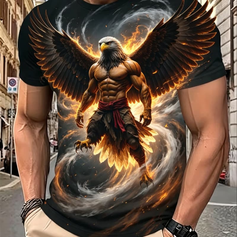 Herren Mode 3D Gedrucktes Herren T-Shirt Rundhals Kurzarm Trendige Streetwear