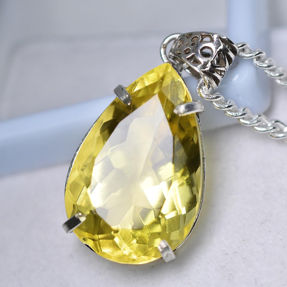 Yellow Topaz 73.2 Ct CERTIFIED Pear Pendant 925 Sterling Silver Best For Gift MY-PD-111-NS