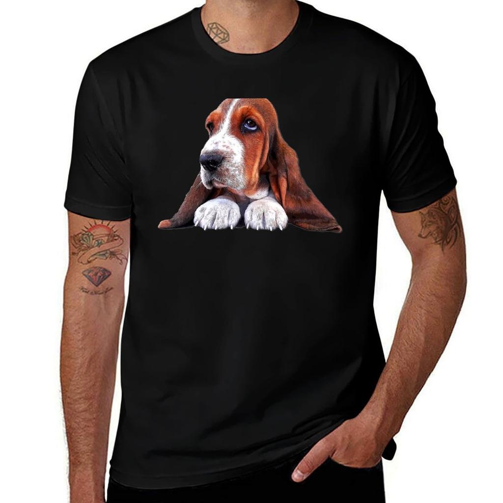 Basset Hound Puppy Dog Tshirt Fitness Quick Dry Short Sleeve Top