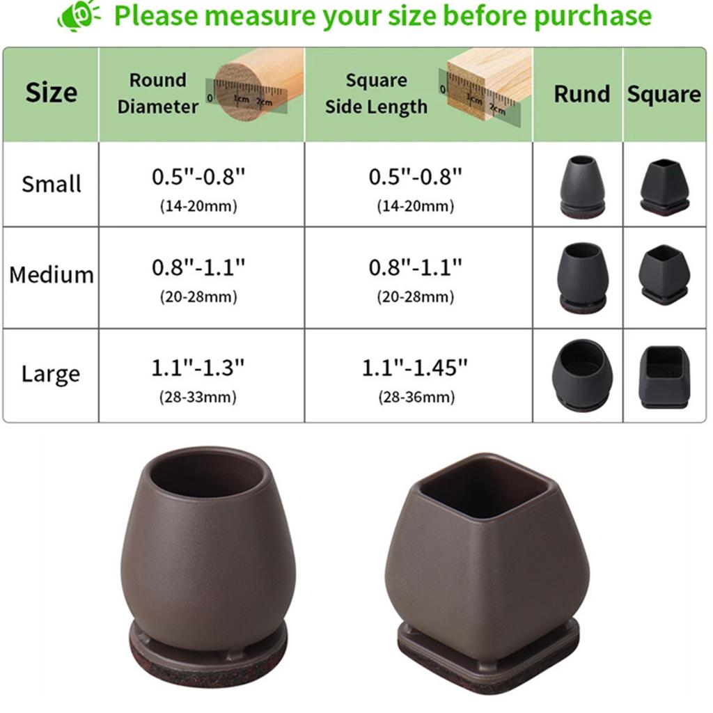 16PCS Chair Foot Cover Rubber Feet Floor Protectors 15° Slanted Foot for Silicone Furniture Legs Cover Pads Anti-slip Silent