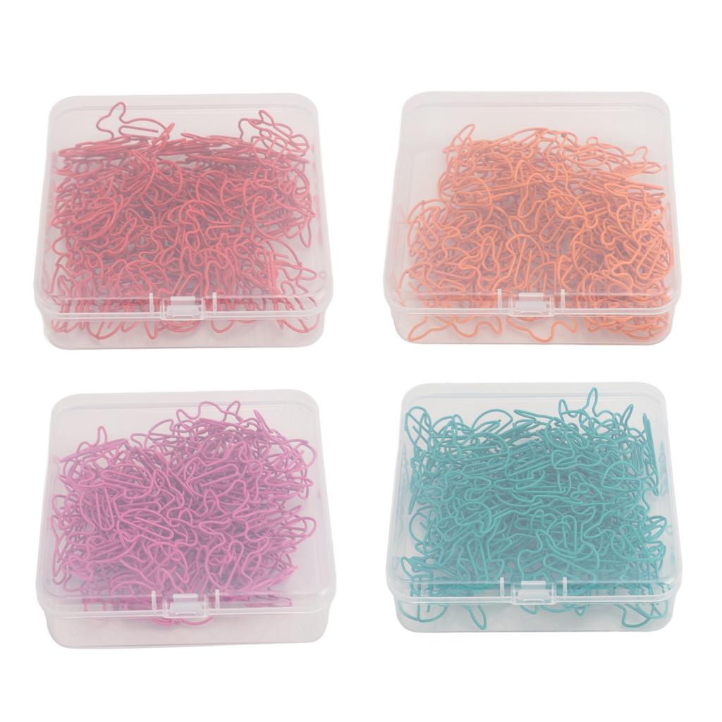 100pcs Paper Clips Prevent Slip Cute Rabbit Shaped Decorative Bookmark Metal Paperclips for School O