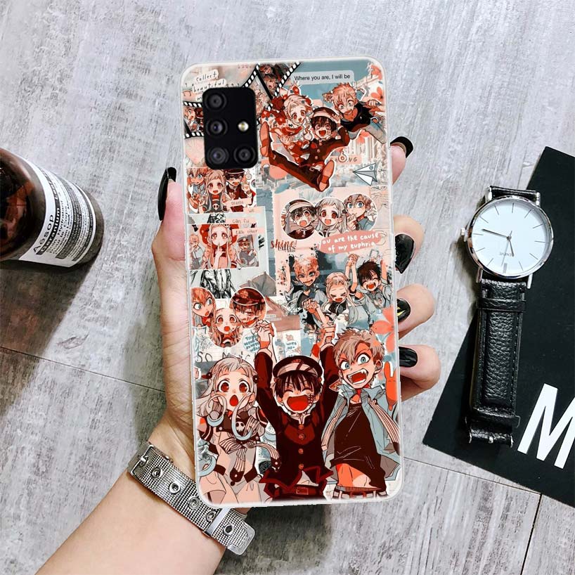 Capa de celular anime Hanako Kun com estampa de vaso sanitário para Samsung Galaxy A12 A22 A32 A42 A52 A72 A51 A71 5G A41 A31 A21 A02S M12 M21 M31 M30S