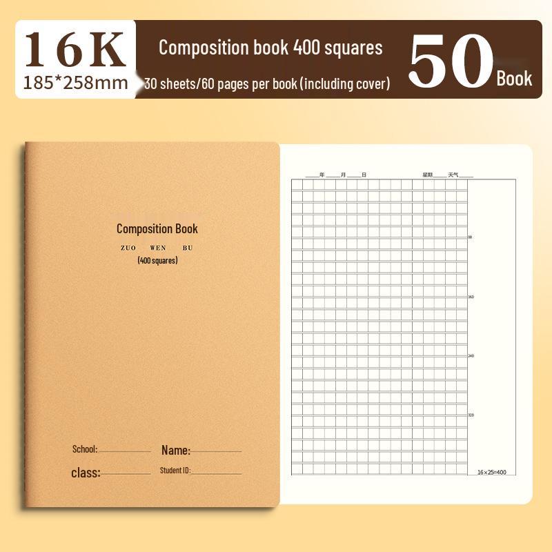 16k Language Composition Notebook - 400 Grids, Ideal for 3rd To 6th Grade Students