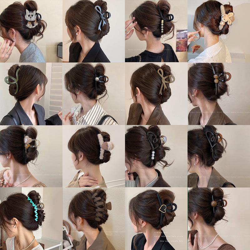 2025 Korean Style Large Updo Hair Clip for Thick Hair – Elegant Autumn Women’s Shark Clip