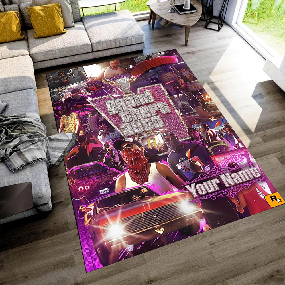 Grand Theft Auto Personalized Text Carpet Design for Balcony Game Room Dining Room Playrooms Antislip Carpet Office home decor