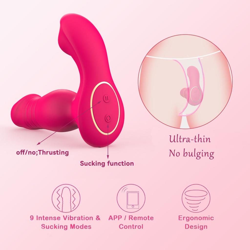 3 In 1 Dildo Thrusting Vibrator APP Bluetooth Powerful Vibrating G-Spot Vagina Sucking Massager Butt Plug Sex Toys for Women