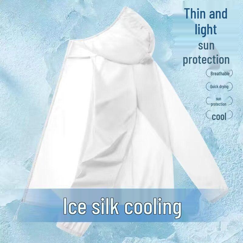 Unisex Ice Silk Sunscreen Jacket: Lightweight, Loose Fit, Plus Size, Zippered, Long-Sleeved for Outdoors.