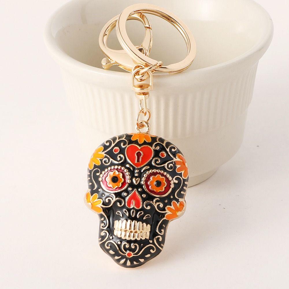 With Buckle Skeleton Keyring Mandala Skull Key Chain Pedant Creative Skull Keychains  Car