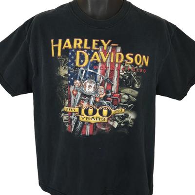 Vintage Harley Davidson T Shirt Mens Size Large Black Y2K River Falls Wisconsin