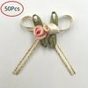 50pcs Elegant Rose Bows with Floral Accents, Mixed Colors for DIY Crafts & Gift Wrapping - Ideal for Weddings, Holidays, Birthdays & Home Decor