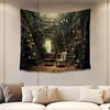 Bookshelf Tapestry Fairy Tale Forest Academic Tapestry Wall Hanging Fantasy Witch Backdrop for Bedroom Living Room Decor