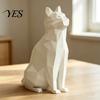 Exquisite Detail Cat Sculpture Geometric Figurine, 3D Printed Low-Poly Sculpture, Modern Matte Black Ornament Artistic Statue for Home Table