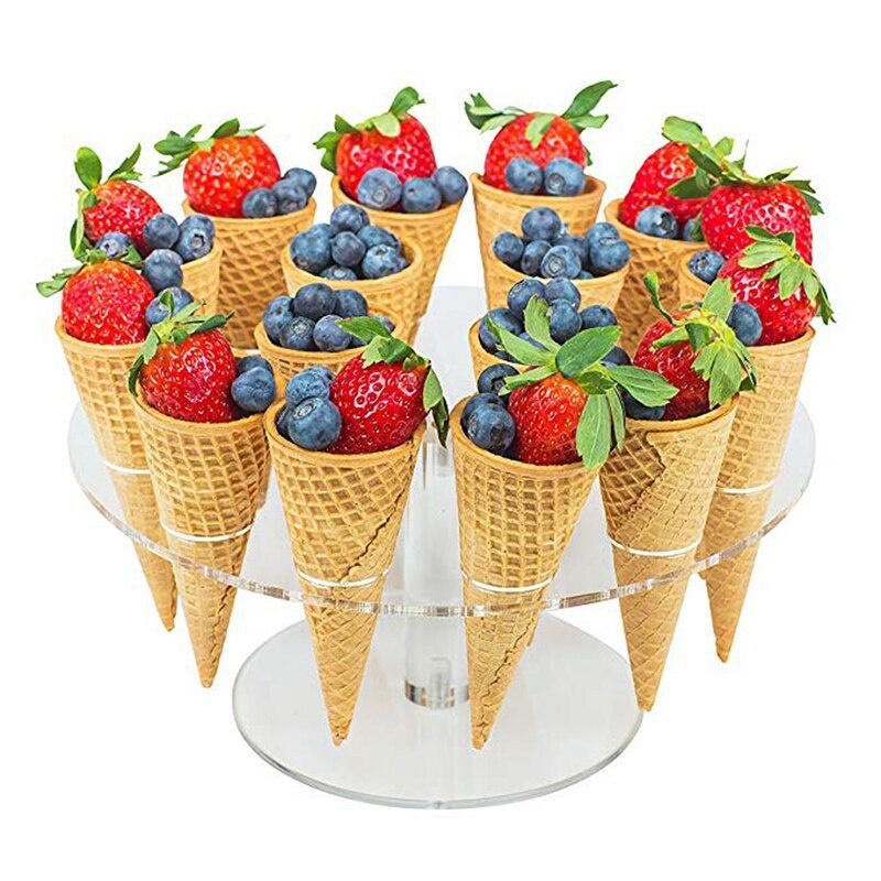 16 Holes Acrylic Transparent Ice Cream Stand Cake Cone Stand Holder Wedding Buffet Food Display Stand Baking Kitchen Tools