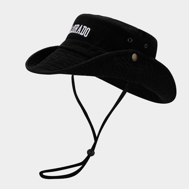 Unisex Western Style Hat With Embroidered Letters For Outdoor Sun Protection чёрный