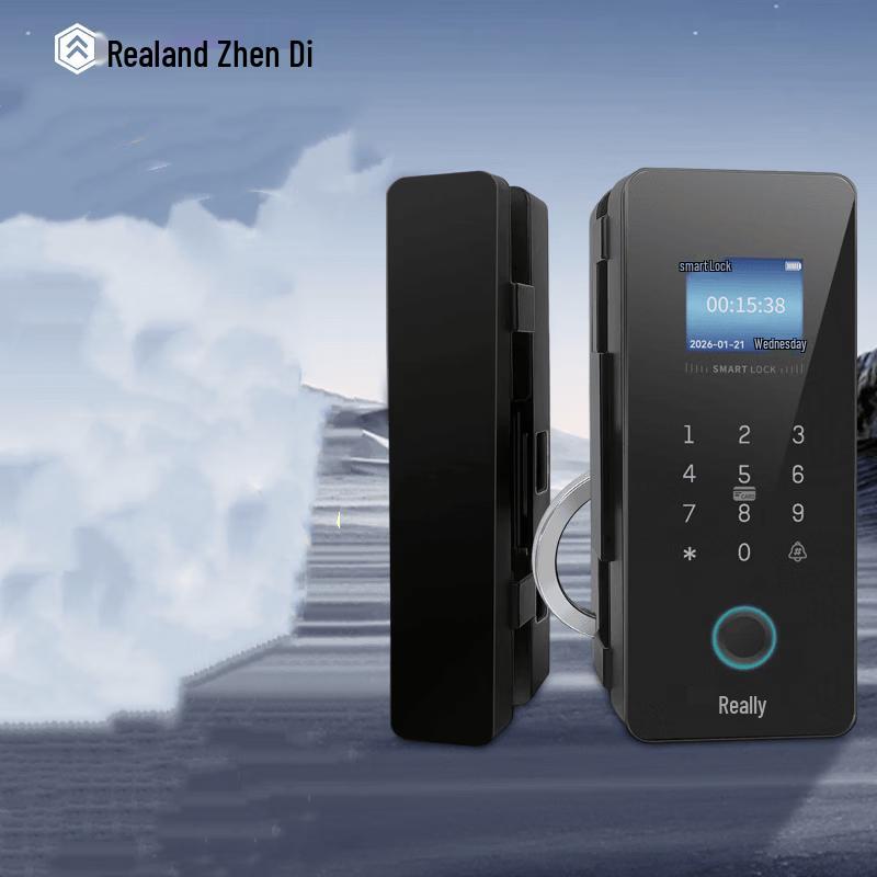 Realand Smart Glass Door Fingerprint Password Lock CN plug (adapter included)