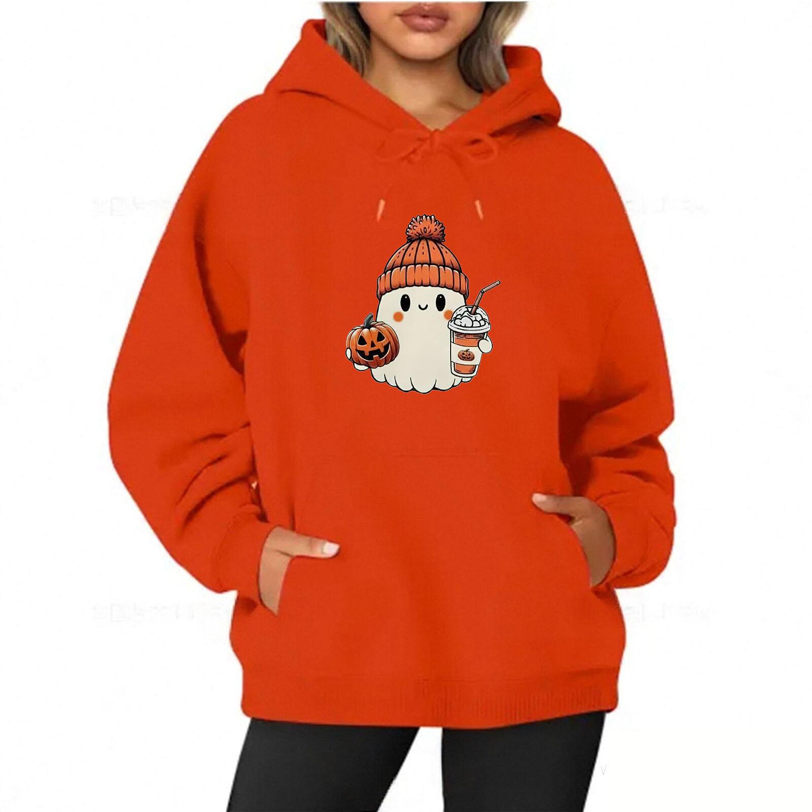 

Женский топ с длинным рукавом с принтом, однотонная толстовка M оранжевый