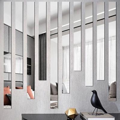 10 Stück Acrylspiegelaufkleber Langer Streifen Mosaik Wandaufkleber 50cm Gold/Silber/Schwarz Für Wohnzimmer Schlafzimmer Heimdekoration