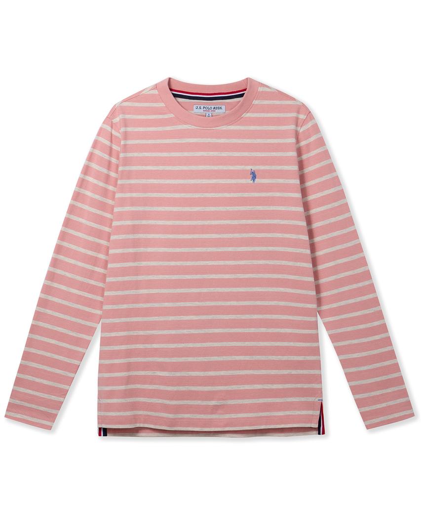 Camiseta Redonda de Algodón USPOLOASSN_Raya Rosa