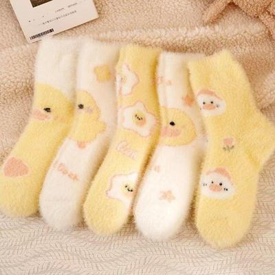 Mink Velvet Socks Autumn And Winter Coral Velvet Sleep Socks Thickened Warm Plush Thick Socks Floor Moon Socks Women's Socks