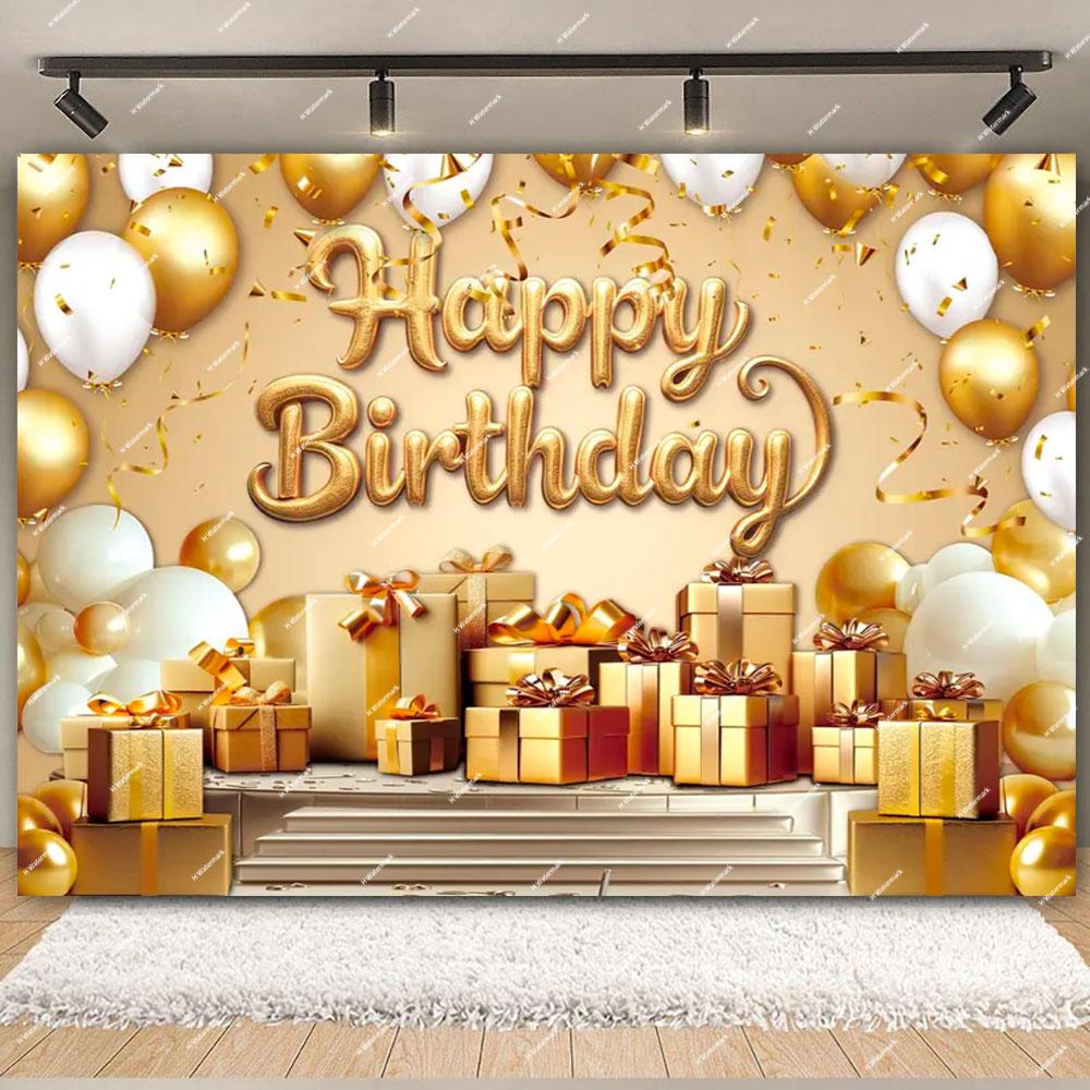 Gold Glitter Pink Blue Birthday Party Photo Backdrop Balloon Star Booth Banner Poster Adult Theme Party Decoration Supplies Gift