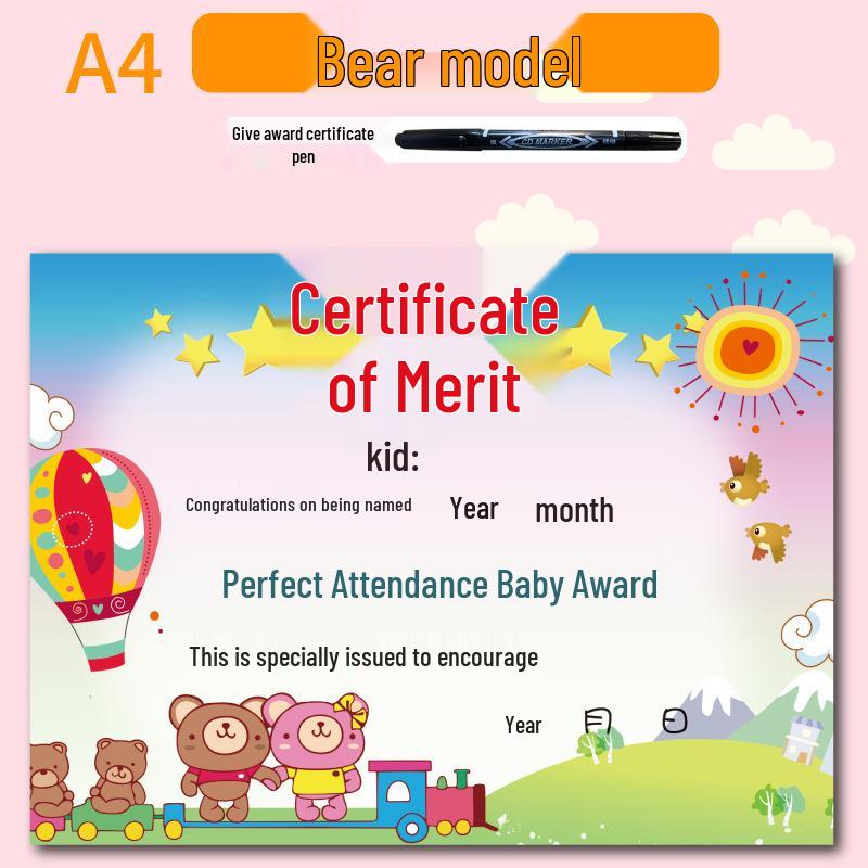 

A4 Perfect Attendance Award Certificates - 100 Sheets for Kindergarten & Babies