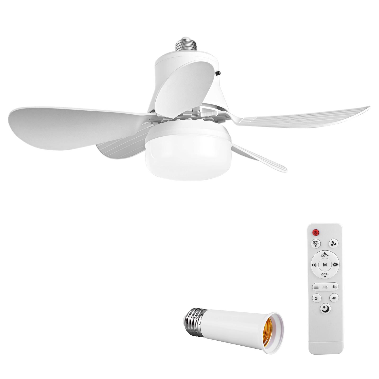 Ceiling Fan with Light Ceiling Fan Light Remote Control Socket Ceiling Fan 3 Light Colors Light Bulb Fan for Living Room Bedroom