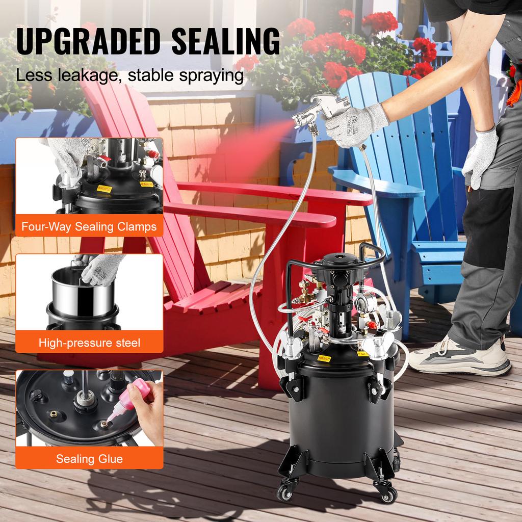 SucceBuy 10L/15L/20L/30L Spray Paint Pressure Pot Stirring Pot Tank Adjustale Pressure Pressure Pot Paint Tank Spray Gun