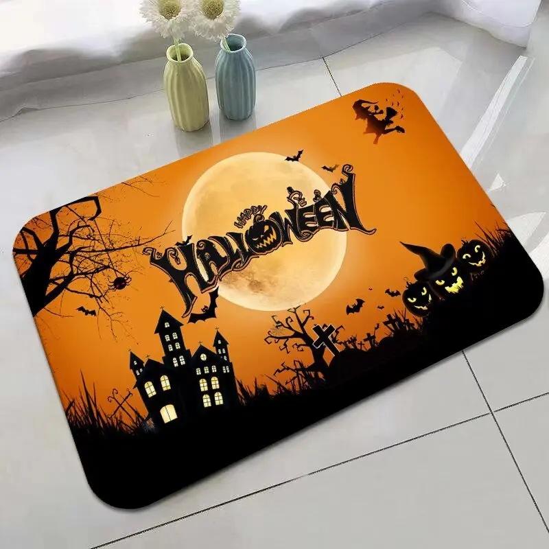 Halloween Decoration Soft Flannel Anti-slip Entrance Door Mat Bathroom Mat Corridor Kitchen Protection Stain Resistant Carpet