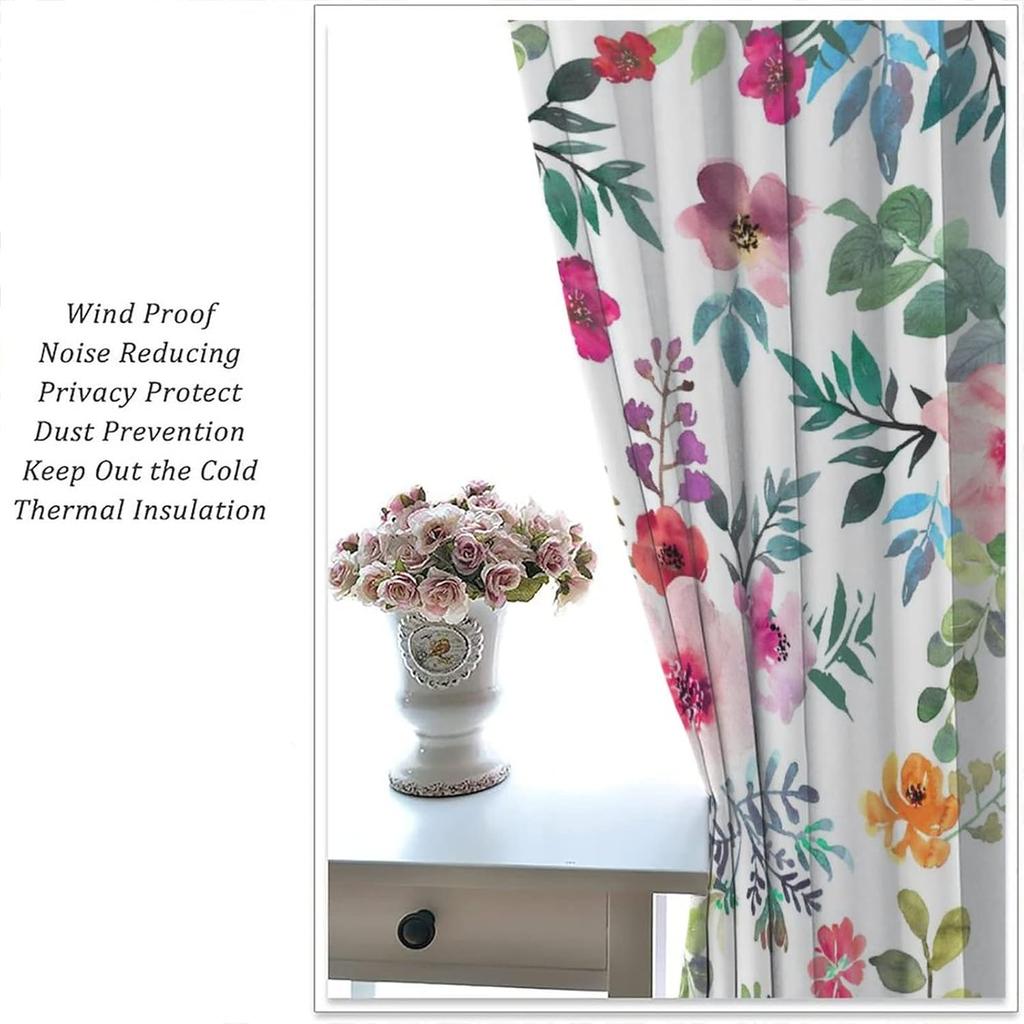 Floral Blackout Windows Curtains   Watercolor Floral Pink Floral Curtain Decoration Pink Curtains   for Home Living Room Bedroom D