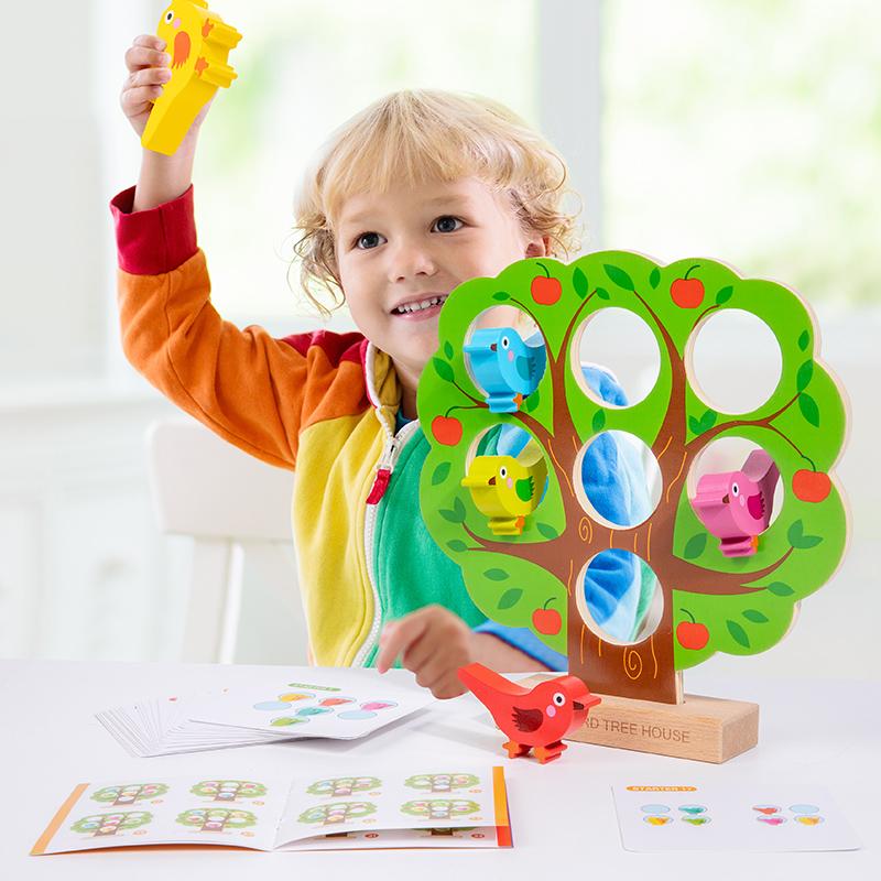 Montessori Wooden Little Bird's Home Puzzle Game Early Educational Fine Motor Training Matching Game Kids' Interactive Toy Gifts