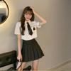 High School Large JK Short Pleated 3 Piece Set of 2 Balloons [SCGEHA] Uniform, Size, Cosplay, Plain, Black, Uniform, JK, Sleeve, Skirt, Tie, Set, (M)