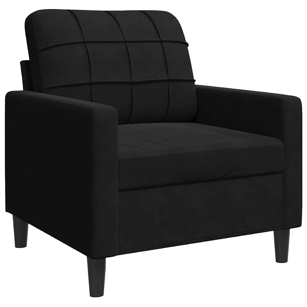 3 Piece Sofa Set with Cushions Black Velvet