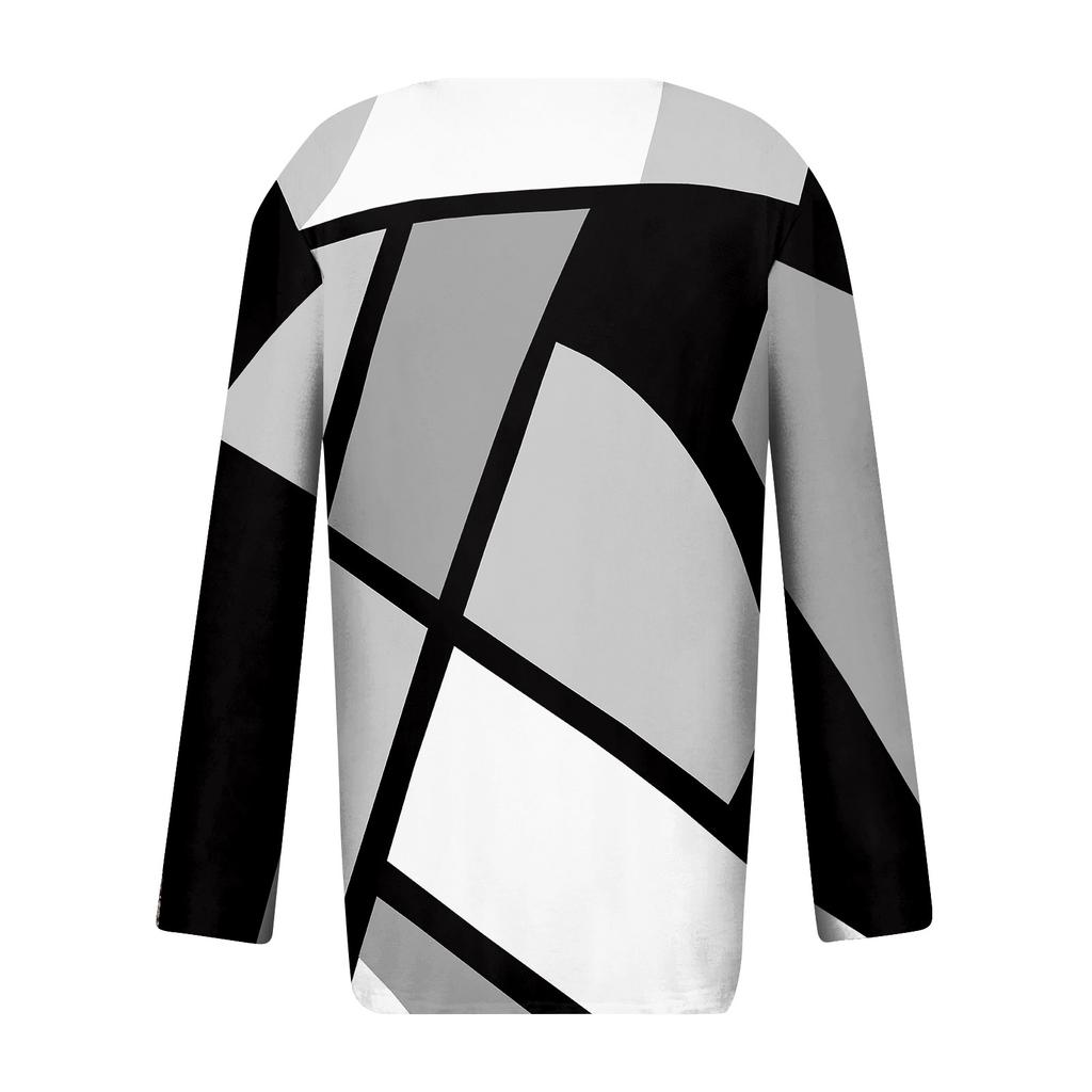 Womens Long Sleeve Tops Fall V Neck Long Sleeve Blouses Loose Fit Button Prints Casual Tees Clothes